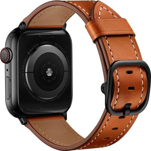 Square Buckle Band For Apple Watch Strap 38mm 40mm 42mm 44mm Real Leather Bracelet Belt Apple iWatch Bands Series 1 2 3 4 5