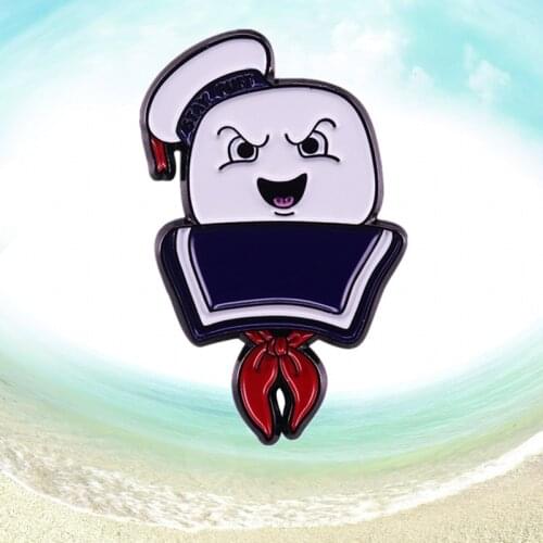 Ghostbusters Sailor suit Costume harmless puffy cute Marshmallow Ghost enamel pin Ivan Reitman Dan Aykroyd 1980s Movie badge