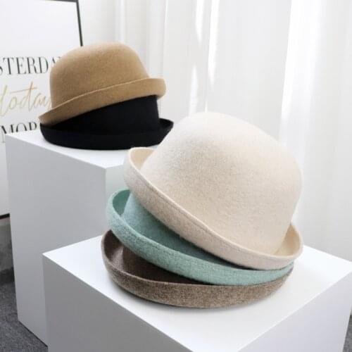 Vintage Womens Soho Felt Wide Brim Hat Winter Boater Hats Rancher Felt Fedora Hat Wool Hat Lady Wedding Church Party Cloche Hat