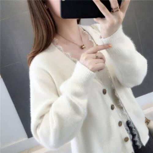 Autumn Women Knit Cardigans Sweaters Solid V Neck Loose Knitwear Single Breasted Jacket 2021 New Coat Tops Cardigan Outerwear