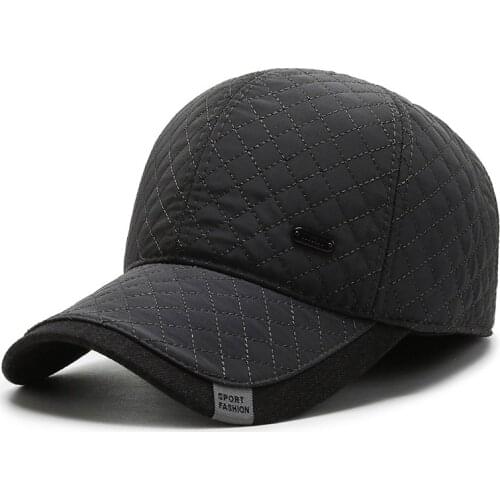 Winter Thick Warm Dome Fashion Personality Trend Lattice Baseball Cap Middle-aged and Elderly Adjustable Baseball Cap