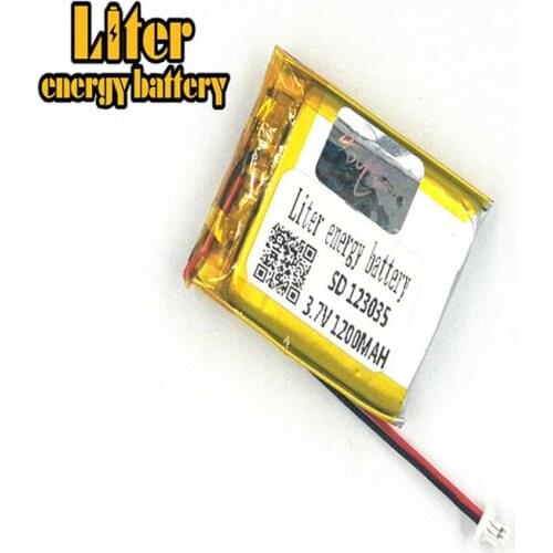 1.0MM 2pin connector 123035 1200mah 3.7V Rechargeable lipo battery solar li ion polymer lithium battery e-books GPS PDA