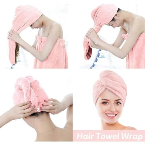 1PC Microfiber Hair Fast Drying Dryer Towel Bath Wrap Hat Quick Cap Turban Dry Quick Drying Lady Household Bath Tool