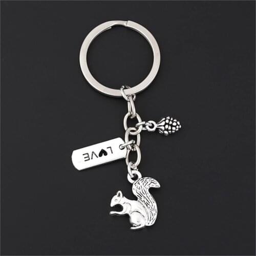 1Pc Adorable Squirrel Love Eat Pine Cone Keychain Finding Animal Pendant For Best Friend Gift Jewelry Dropshipping E2696