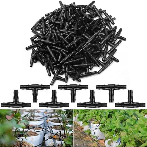50-200pcs Hose Connector Garden Water Tee Connector Micro Drip Irrigation Watering Fitting Tubing Barb 4/7mm 3/5mm Pipe Adapter