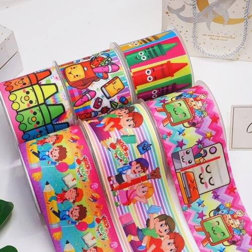 3 inch 75mm 38mm 25mm Characters Printed Grosgrain Ribbon 54920