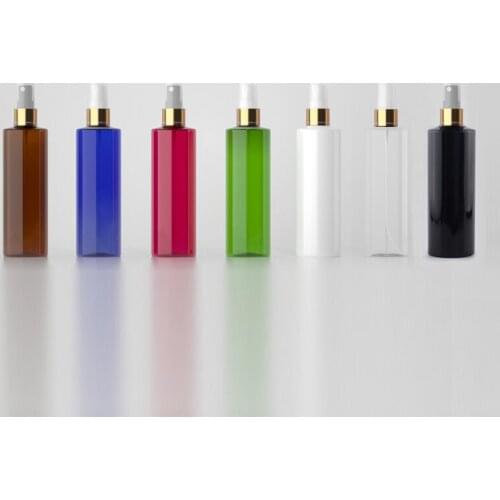 30pcs 250ml Gold Aluminum Sprayer Pump Bottles PET Cosmetic Containers Plastic Perfume Bottle With Mist Sprayer 250cc Skin Care