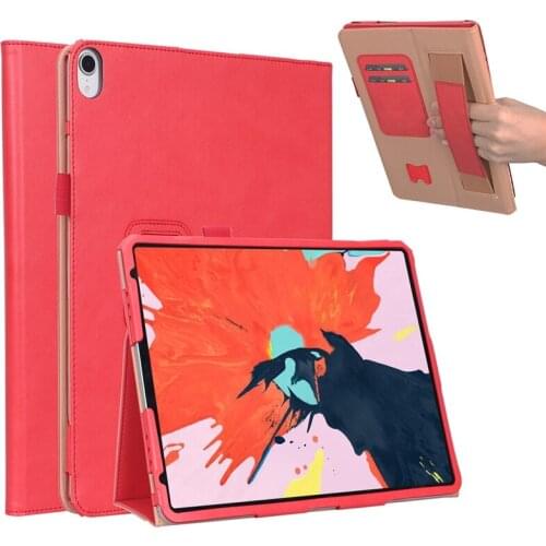 30pcs Luxury Business Flip Book PU Cover Case with Stand for iPad pro 12.9 inch 2018 Tablet with Hand Strap + Card Slots