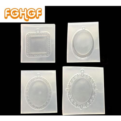4pcs mix Silicone Mold for Pendant Blanks Base Setting Tray Epoxy Resin Craft DIY Vintage Jewelry Charm Bezel Craft