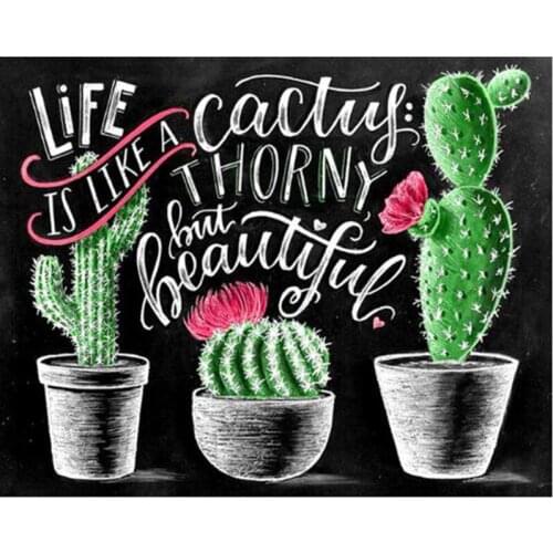 5D DIY Diamond Painting Letters scenery Cross Stitch 3D Diamond cactus diamond Embroidery rhinestones Christmas gift ll425