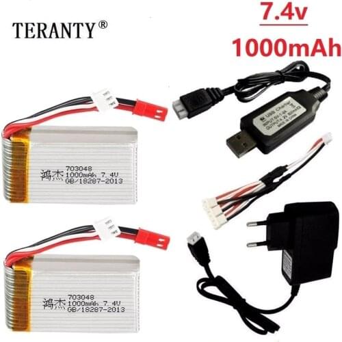 7.4v 1000mah 703048 Lipo Battery Charger sets For MJXRC X600 U829A U829X X600 F46 X601H JXD391 FT007 RC toy 7.4v Lipo Battery