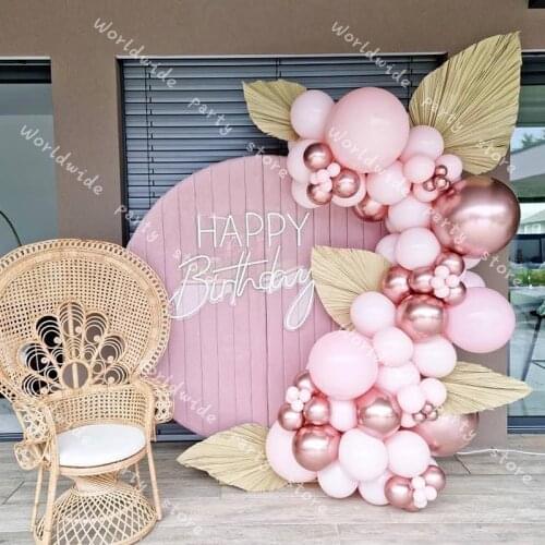 90Pcs Macaron Baby Pink Latex Baby Shower Balloons Garland Kit Chain Birthday Valentines Day Wedding Party Decorations Globos
