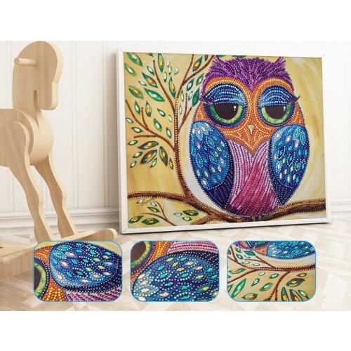 Home Decor Special Shaped Diamond Painting Fat Owl DIY 5D Partial Drill Cross Stitch Kits Crystal Rhinestone Home Decoration