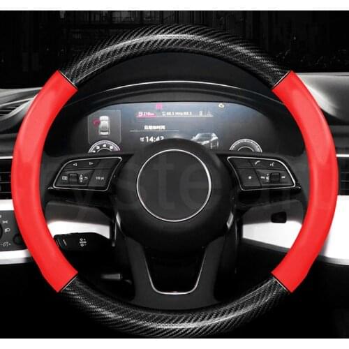 Car Steering-wheels Cover 37cm-38cm 15" Carbon Fiber Steering Wheel Cover Universal For Toyota Camry Corolla Highlander CROWN