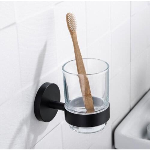 Black Toothbrusher Holder Glass Cup Elegant Hotel Home Bathroom Accessories