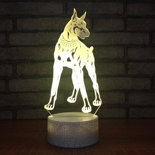 Colorful 3D Illusion Night Light Remote Control LED Table Desk Lamp Dog Shape for Kids Bedroom Decor Creative Gift