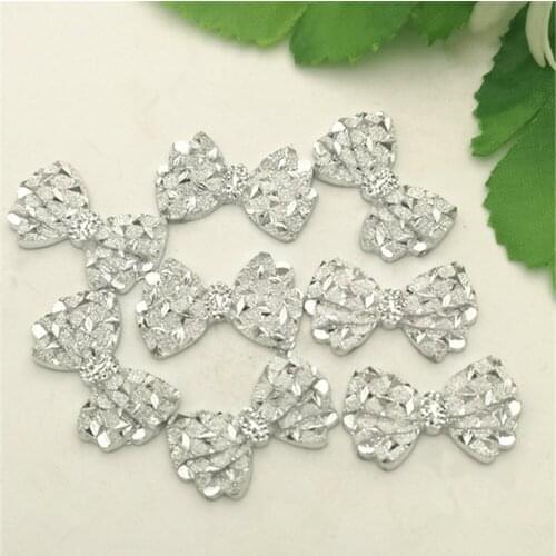 30PCS14mm*22mm White Flatback Bow tie Resin Rhinestone DIY decoratio