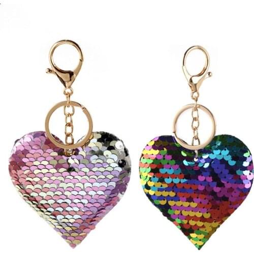 Jaingzimei 24pcs Reflective bright peach heart jewelry with colorful sequins love bag car pendant creative gift