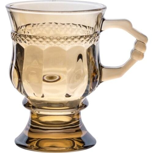Coffee Glasses Cups Amber Relief Embossed Diamond Drinking Fruit Juice Wedding Party Wine Cup Champagne Glass 125ml