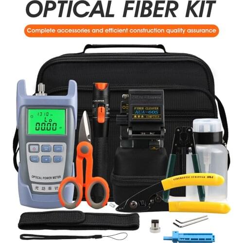 16pcs/set FTTH fiber tool kit with fiber cleaver optic power meter kit fibre optica free shipping