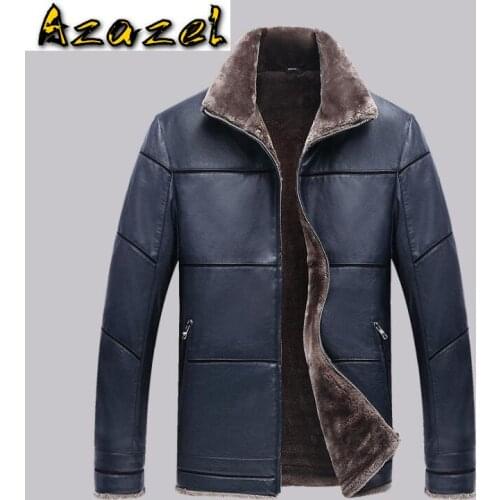 Hot Mens Winter New Fur Collar Fur One Male Fur Coats Men Fashion Slim Leather Jacket Mens Thick Cheaper Leather clothes M-8XL