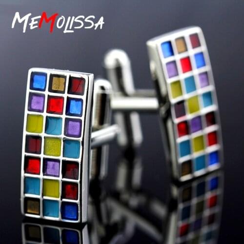MeMolissa Wedding Cufflinks Luxury Colorful Enamel Shirt Cuff links for mens Brand cuff buttons High Quality abotoaduras Jewelry