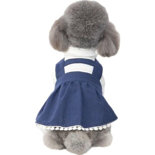 Fashion Strap Dog Clothes For Dog Dress Navy Yellow Adjustable Strap Skirt For Small Medium Dogs Bichon Yorkie Dresses Princess