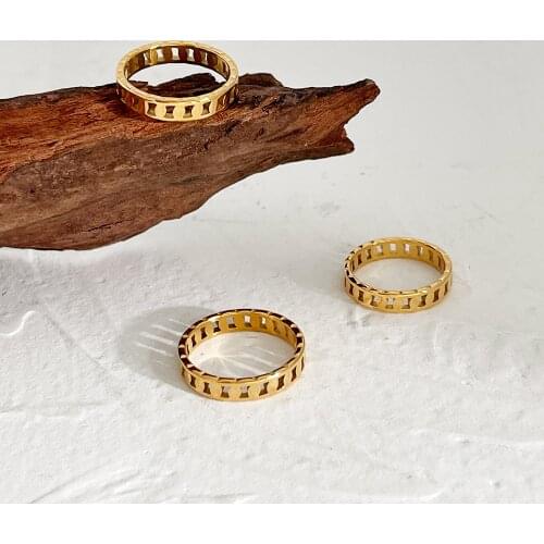 Monlansher Geometric Hollow Stainless Steel Ring Gold Color Round ChainRings For Unisex Minimalist Rings Stylish Jewelry 2021