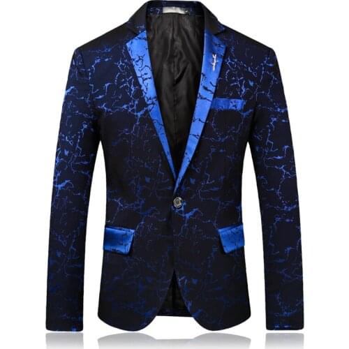 2021 Wedding Suit Jackets Party Nighclub Men Blazer Ropa Hombre Navy Blue Printed Slim Fit Blazer Masculino MenS Winter Jacket