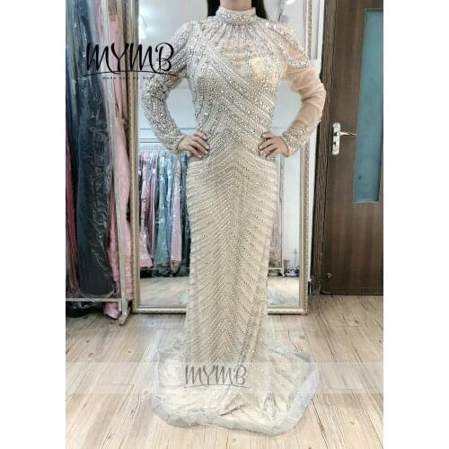 MYMB 2021 New Designer Long Sleeve Wedding Dress For Client Dubai Couture Crystal Beading Formal Evening Dress MY41103