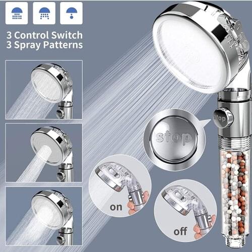 Bathroom Mineral Balls Filter Shower Head High Pressure Saving Water Tourmaline Hand Rainfall Shower Head for Bath