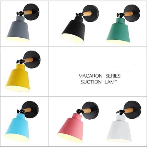 Nordic wall light bedroom macarons simple modern bedside personality creative solid wood corridor aisle led wall lamp