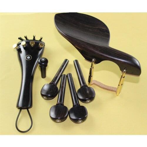 Natural ebony wood 4/4 violin accessories pegs chinrest endpin tuners tail gut