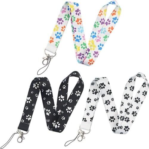 New Cute Dog Footprints Broadband Nylon Adjustable Mobile Phone Lanyard for Badge Camera USB Holder Neck Strap Hanging Rope