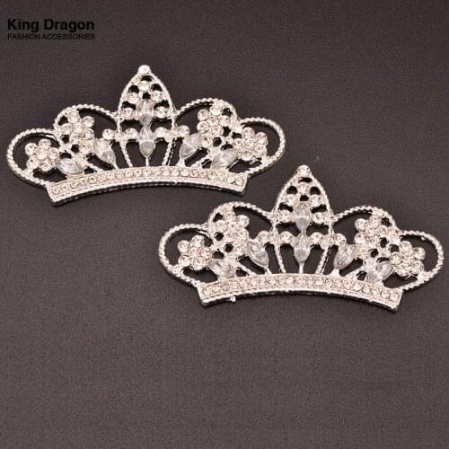 Rhinestone Tiara Crown Embellishment Used On Wedding Invitation 100PCS/lot Silver Color 54MM*28MM