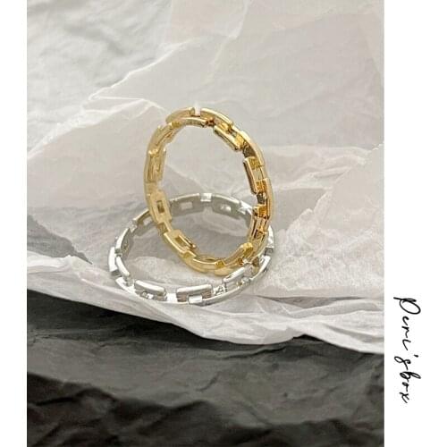 PerisBox Simple Chain Rings for Women Men Couples Minimalist Thin Link Chains Finger Rings Vintage Jewelry Gifts