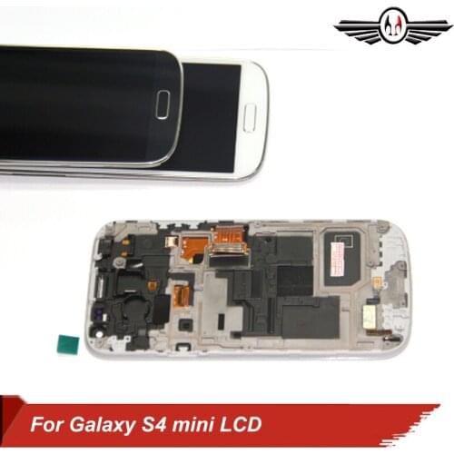 Blue For Samsung Galaxy S4 Mini i9195 i9190 i9192 LCD Display Touch Screen Digitizer + Bezel Frame Full Assembly+ Tools