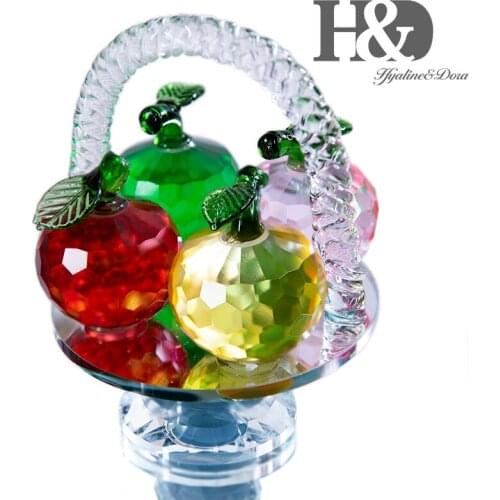 H&D Handmade Glass Apple Ornament Crystal Fruit Paperweight Basket Design Tabletop Centerpiece Statue Lady Girl Xmas Gift