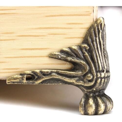 4PCS 40x30mm Antique Wood Box Feet Leg Corner Protector Triangle Rattan Carved Decorative Bracket For Furniture Hardware