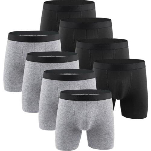 8Pcs/lot Underpants Men Long Boxers Shorts Underwear Cotton Man Boxershorts Breathable Solid Gay Under wear cueca boxer