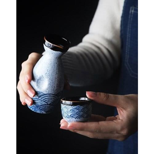Japanese Style Creative Simple Sake Wine Cups Ceramic Vintage Wine Bottle Flagon Liquor Spirits Mug Household Drinkware Bar Set