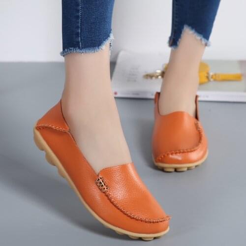 Plus Size 2019 Ballet Flats Summer Slip-on Women Genuine Leather Shoes Woman Flat Flexible Round Toe Casual Fashion Loafer