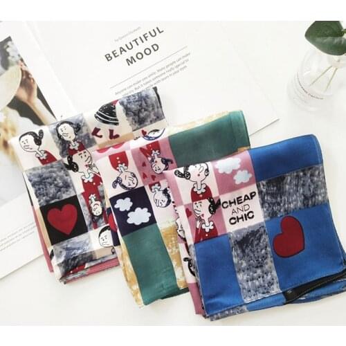 70cm Square Women Silk Scarf Stripe Cute Small Bandana Colorful Female Headband Sweater Neckwear Soft Foulard NEW FJ033