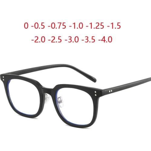 1.56 Aspherical Anti-blue Light Prescription Eyeglasses Women Literary Student Square Optical Glasse Men 0 -0.5 -0.75 To -4.0