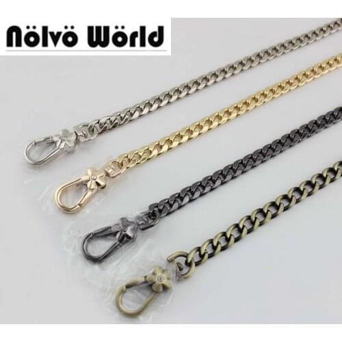 1 piece 9mm Width 80cm- 140cm Num 1 Num 2 Cable Chains Bags Purses Strap Floral clips Metal Replacement Chain Shoulder Bag Strap
