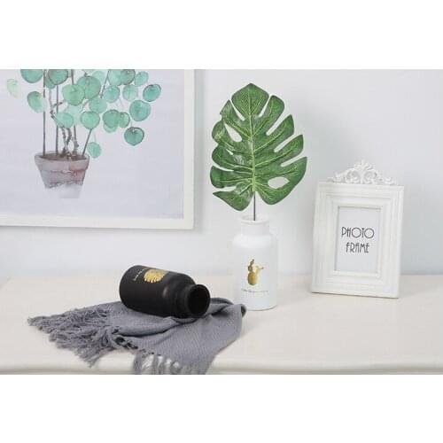 1PC Nordic Design Frosted Glass Vase Flower Vase with Gold Paiting Home Decor Tabletop Vase Hydroponic Container JL 265