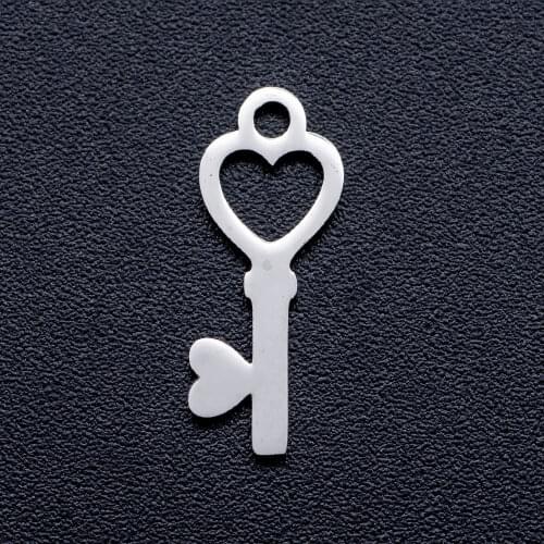 10pcs/lot Heart Key DIY Jewelry Charms Wholesale 100% Stainless Steel Accept OEM Orders Dropshipping AAAAA Quality Pendant