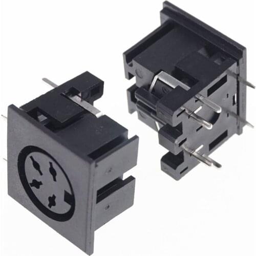 100 pcs 4 Pin DIN Female Socket Solder PCB Panel Mount Right Angle 90 Degree Circular Receptacle Jack Chassis Push-Pull Power