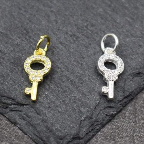 100% 925 Sterling Silver Dangle Key Charms Handmade Decoration Pretty Pendants Fit Necklace Bracelets DIY Jewelry Making Charms