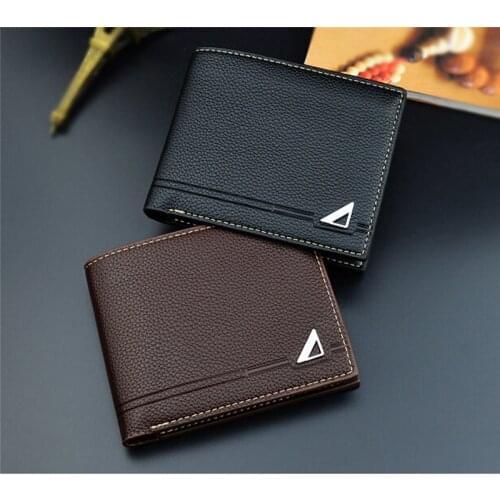 Mens Wallet PU Leather Soft Fashion Short Simple Three Fold Wallet Coin Pocket Card Holder Male Wallets Small Purse 2020 New